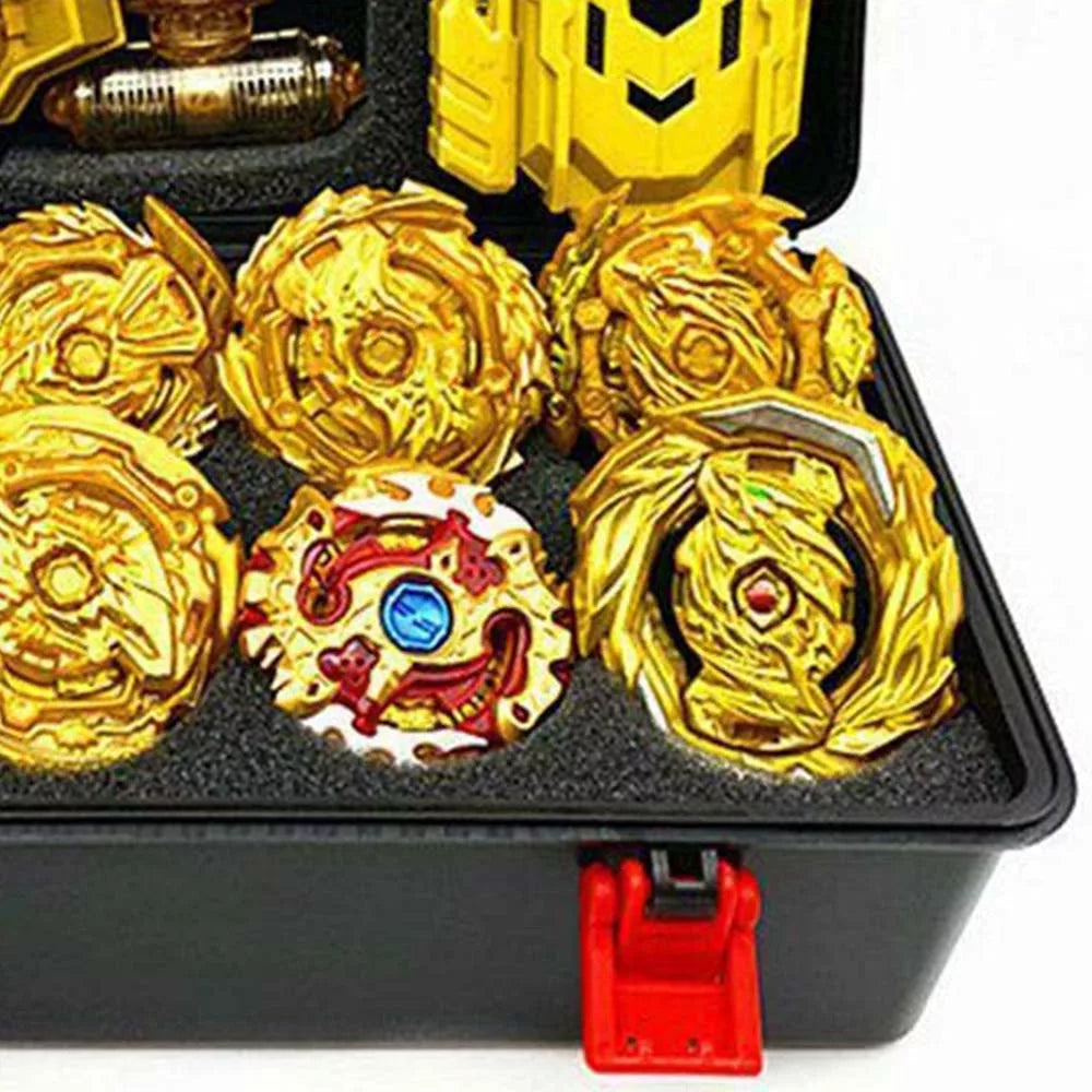 8pçs Beyblade Gyro Burst Dourado Com Lançador Portátil