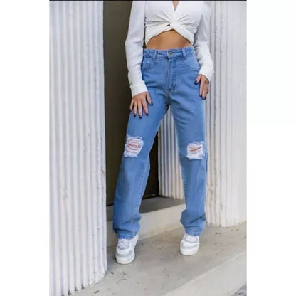 Calça Jeans Wide Leg Feminina Pantalona Sem Lycra Calça Cintura Alta 2022