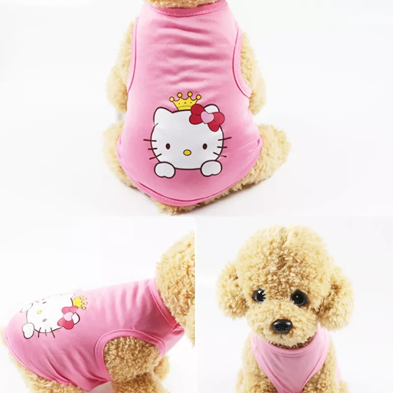 Camiseta Cachorros Macios Roupas Para Cachorro De Estimação De Desenho Verão Coletes Casuais Pequenos Animais