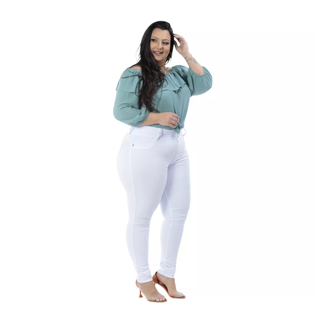 calças jeans femininas plus size cintura alta levanta bum bum
