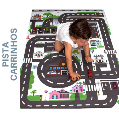 Pista De Carrinho Hotwheels Cidade P/ Chão Em Lona Gigante