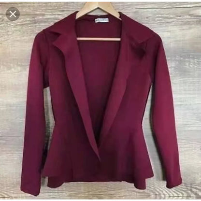Blazer Feminino em Neoprene Casaco curto Varias Cores com babado Terninho Social aberto