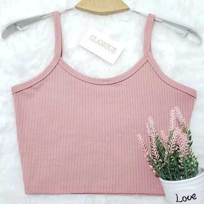 Cropped /TOP FEMININO De Alcinha  Canelado- Várias Cores