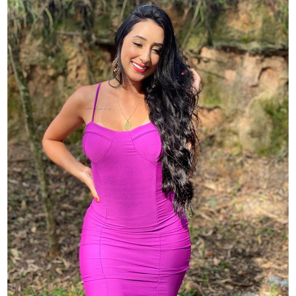 vestido alcinha curto colado retro com bojo