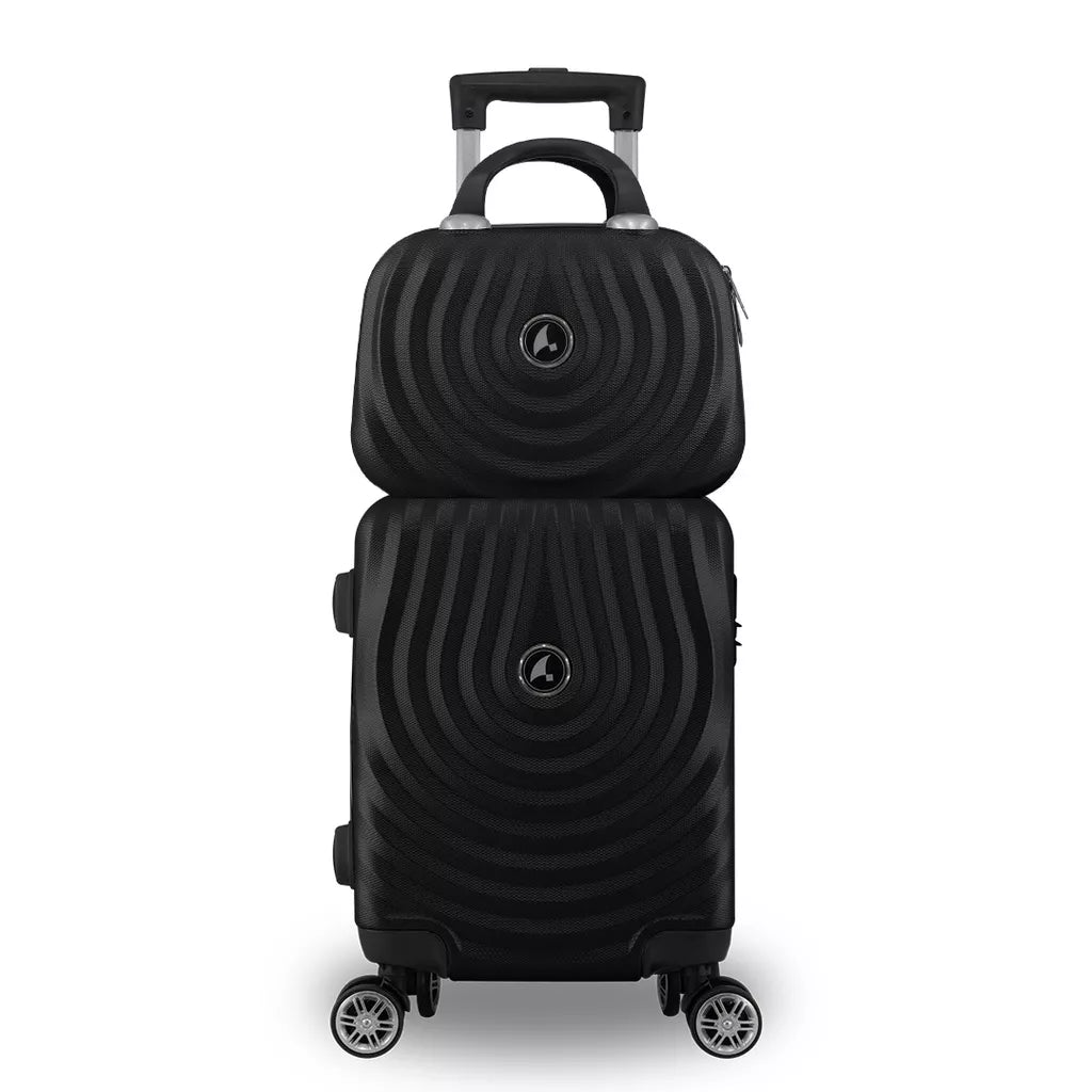 Kit Mala Bordo Viagem Frasqueira ANAC ABS Rígido Avião 45x30x20