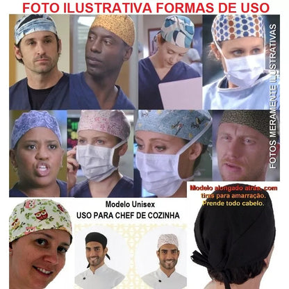 Touca Cirúrgica Bandana Gorro Odonto Enfermagem Veterinária Dentista De Amarrar