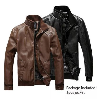 Nova Moda Outono Primavera Inverno Masculino Jaqueta De Couro Pu Marrom Preto Mens Gola Casacos Jaquetas De Motoqueiro Da Motocicleta