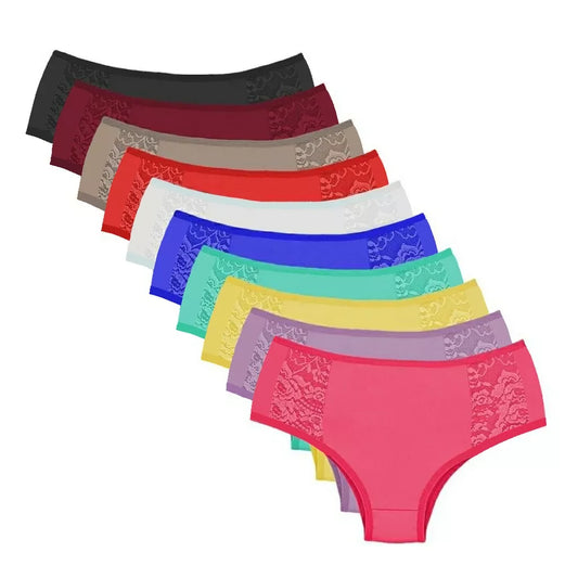 Kit 5 Calcinha Boxer - Calcinhas Box - Short Microfibra Detalhes em Renda Até o 46