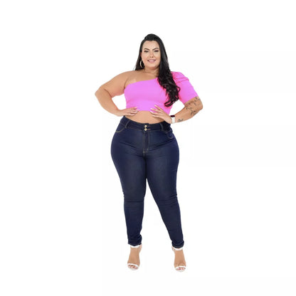 calças jeans femininas plus size cintura alta levanta bum bum