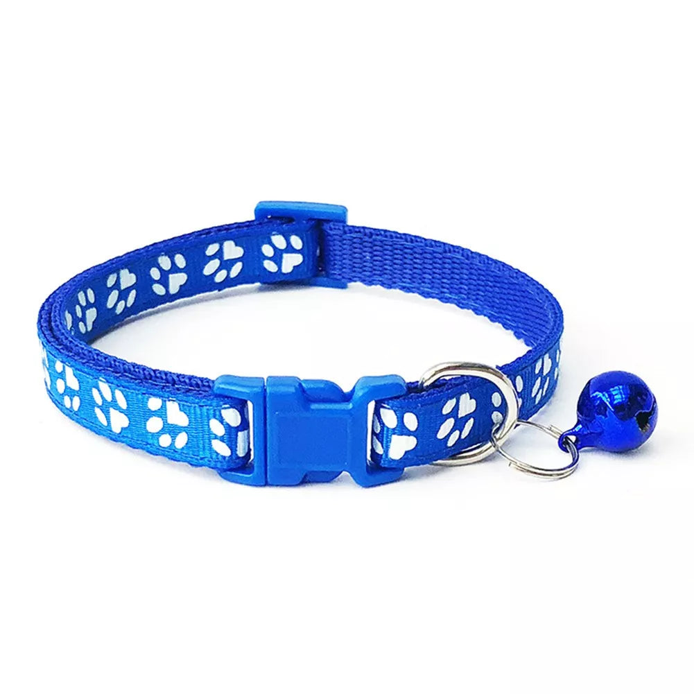 Pet Coleira De Cachorro E Gato Ajustável Coleira Ajustável Com Estampa De Pegadas Com Sino Para Gatos E Cães