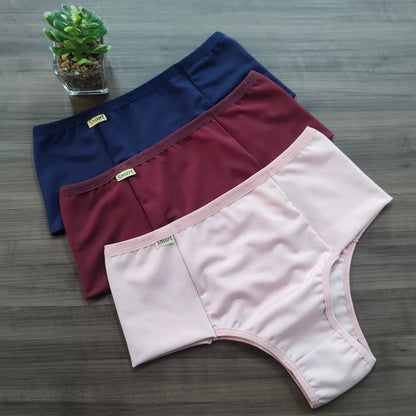 Kit 3 Calcinha Pala Dupla Segura Barriga Conforto Premium