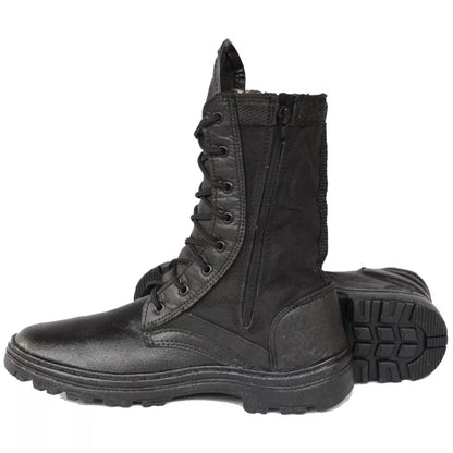 Coturno Militar Com Ziper Couro Extra Leve