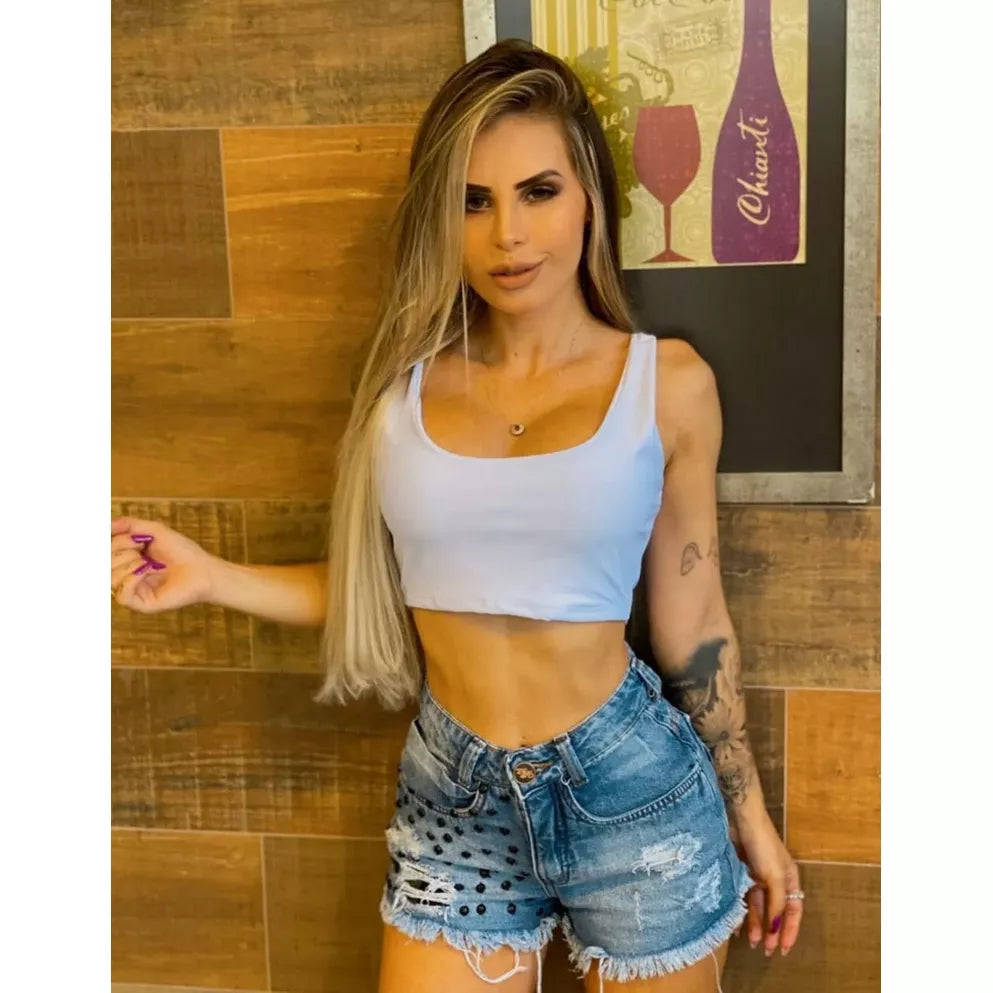 Cropped Feminino Blogueira Alça Larga Com Forro Duplo . Mega Lançamento Confira !!!