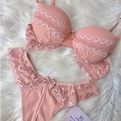 Conjunto Feminino Lingerie Com Bojo Microfibra e Renda JANE MICRO