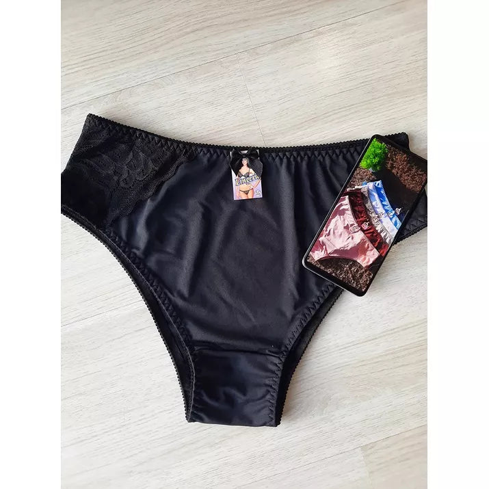 Kit 5 Calcinhas Plus Size, Calcinha Calçola Senhora Cintura Alta Com Renda Calcinha calsola lateral larga