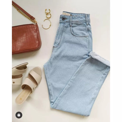 Calça mom jeans estilosa 100% algodão