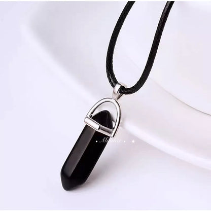 Colar cordao pedra onix preto nartural