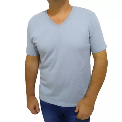 Camiseta masculina com decote em V malha 100%algodão gold