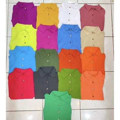Camisa Feminina Social Botão Estico Blogueira Tendências Super Moda Envio ! !