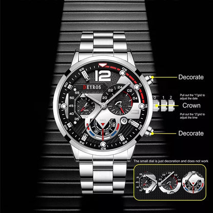 DEYROS 1531 Relógio Masculino Quartz À Prova D 'Água