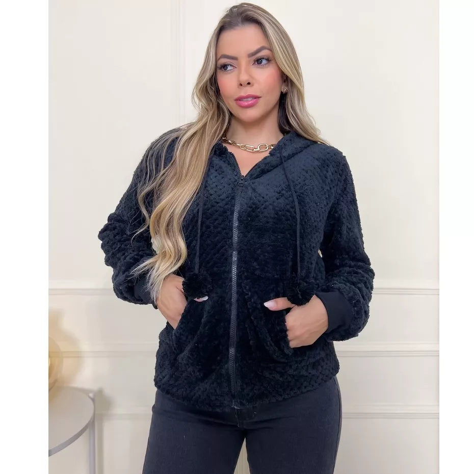 Blusa Frio Casaco Moletom Pelinho Inverno Feminino 3RD SD146