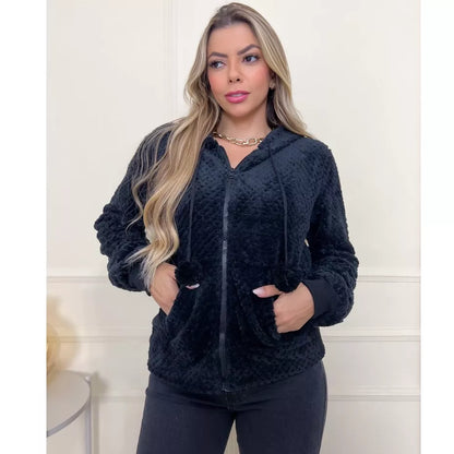 Blusa Frio Casaco Moletom Pelinho Inverno Feminino 3RD SD146