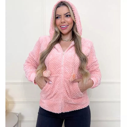 Blusa Frio Casaco Moletom Pelinho Inverno Feminino 3RD SD146