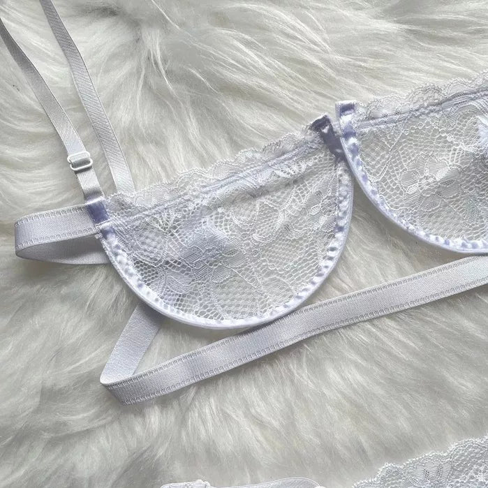 Conjunto Lingerie Sexy Gringa Sutiã Meia Taça Com Aro e Calcinha Regulável