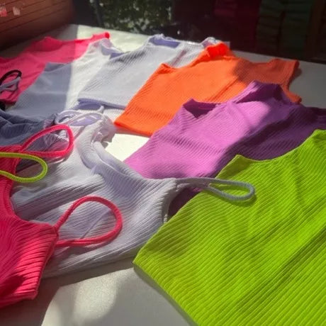 Cropped  Regata Feminina Malha Canelada Verão 2023