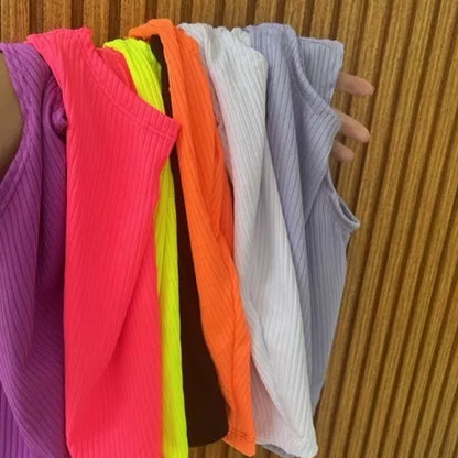 Cropped  Regata Feminina Malha Canelada Verão 2023