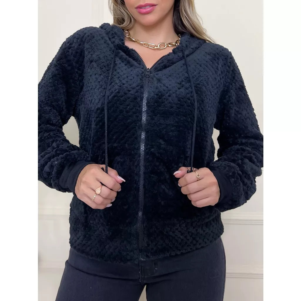 Blusa Frio Casaco Moletom Pelinho Inverno Feminino 3RD SD146