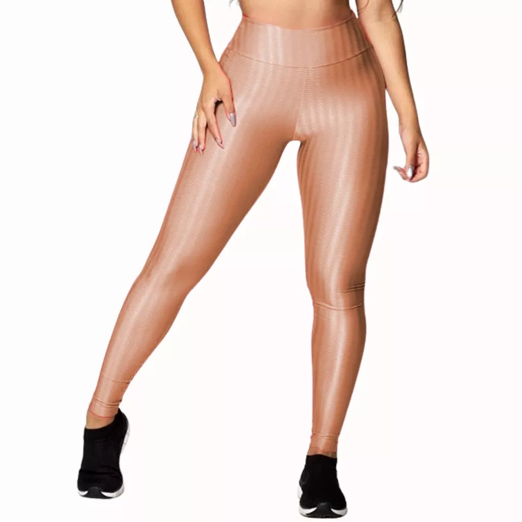 Calça Legging Poliamida, Ótimo Para Academia/ Cintura Alta - Tecido Brilhoso 3D