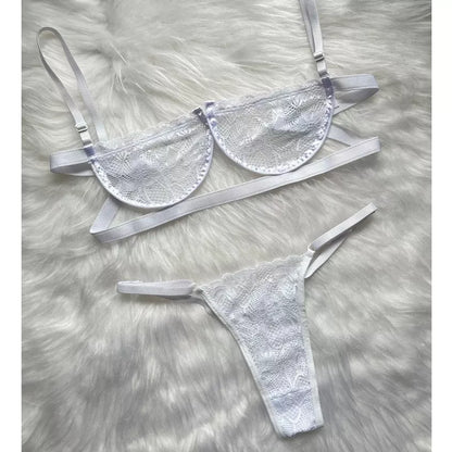 Conjunto Lingerie Sexy Gringa Sutiã Meia Taça Com Aro e Calcinha Regulável
