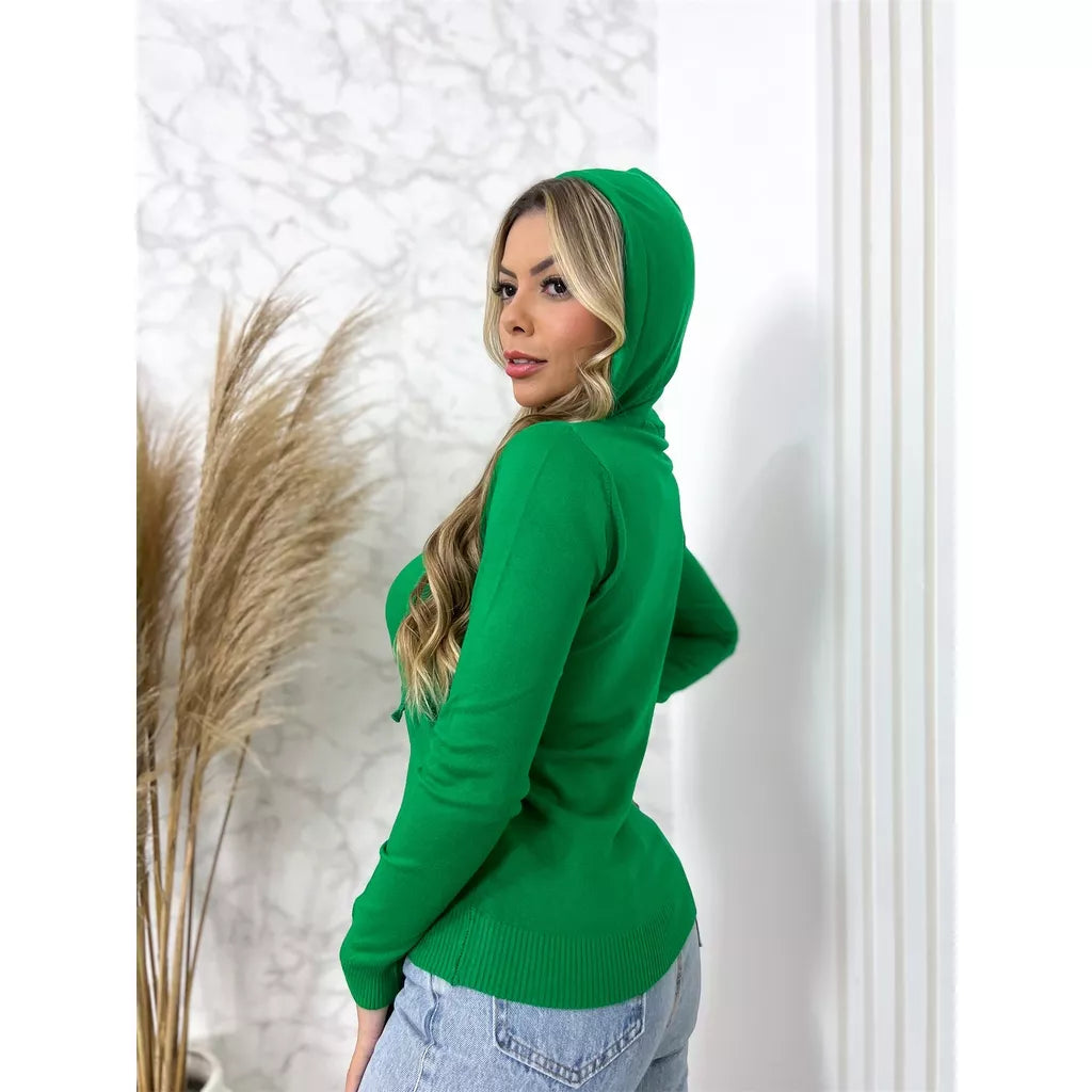 Blusa Feminina Modal Casaco Moletom Zíper Capuz Inverno 3RD SD200