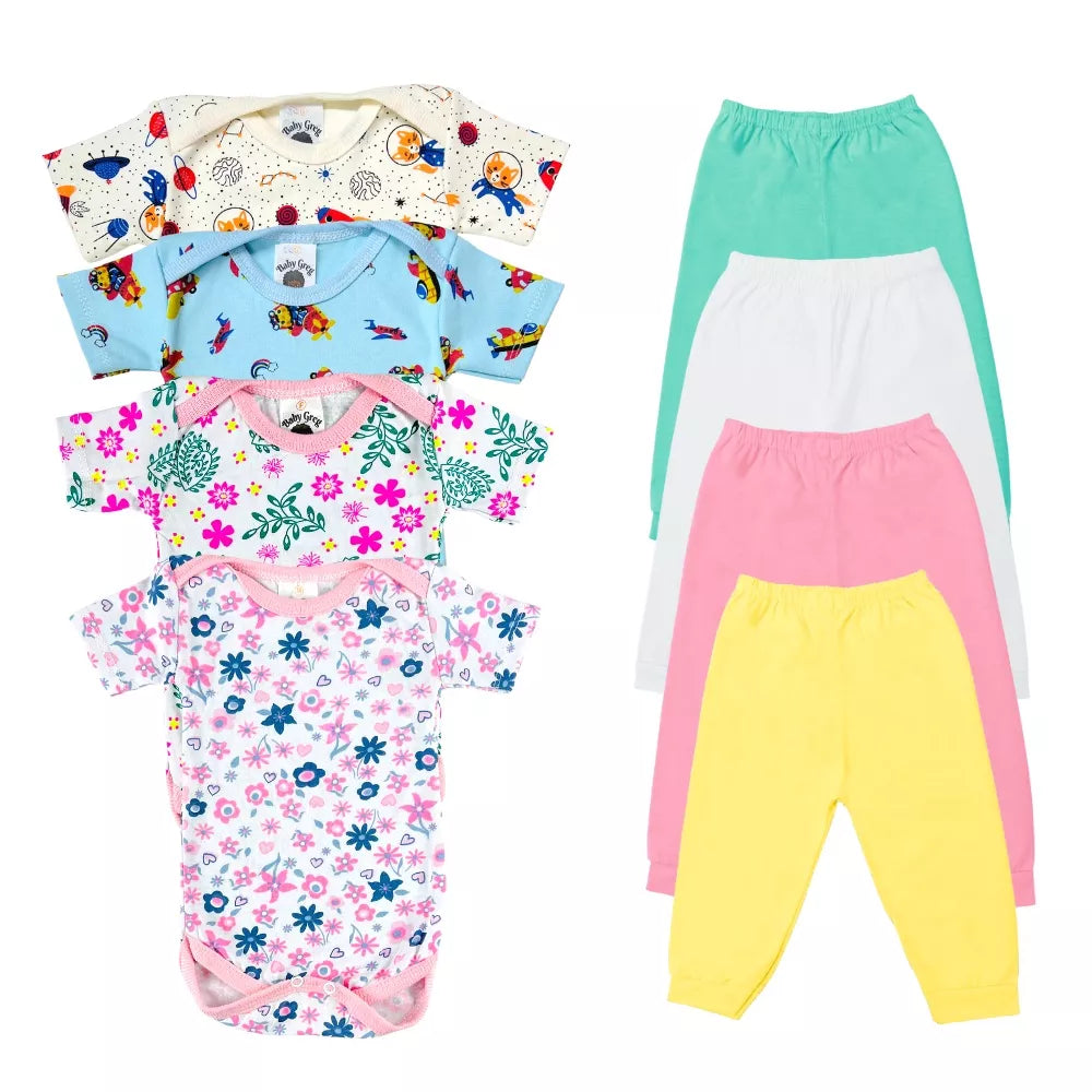 kit 4 peças - Mijão Calça e Body Malha P/M/G  - ( Liso e Estampado)