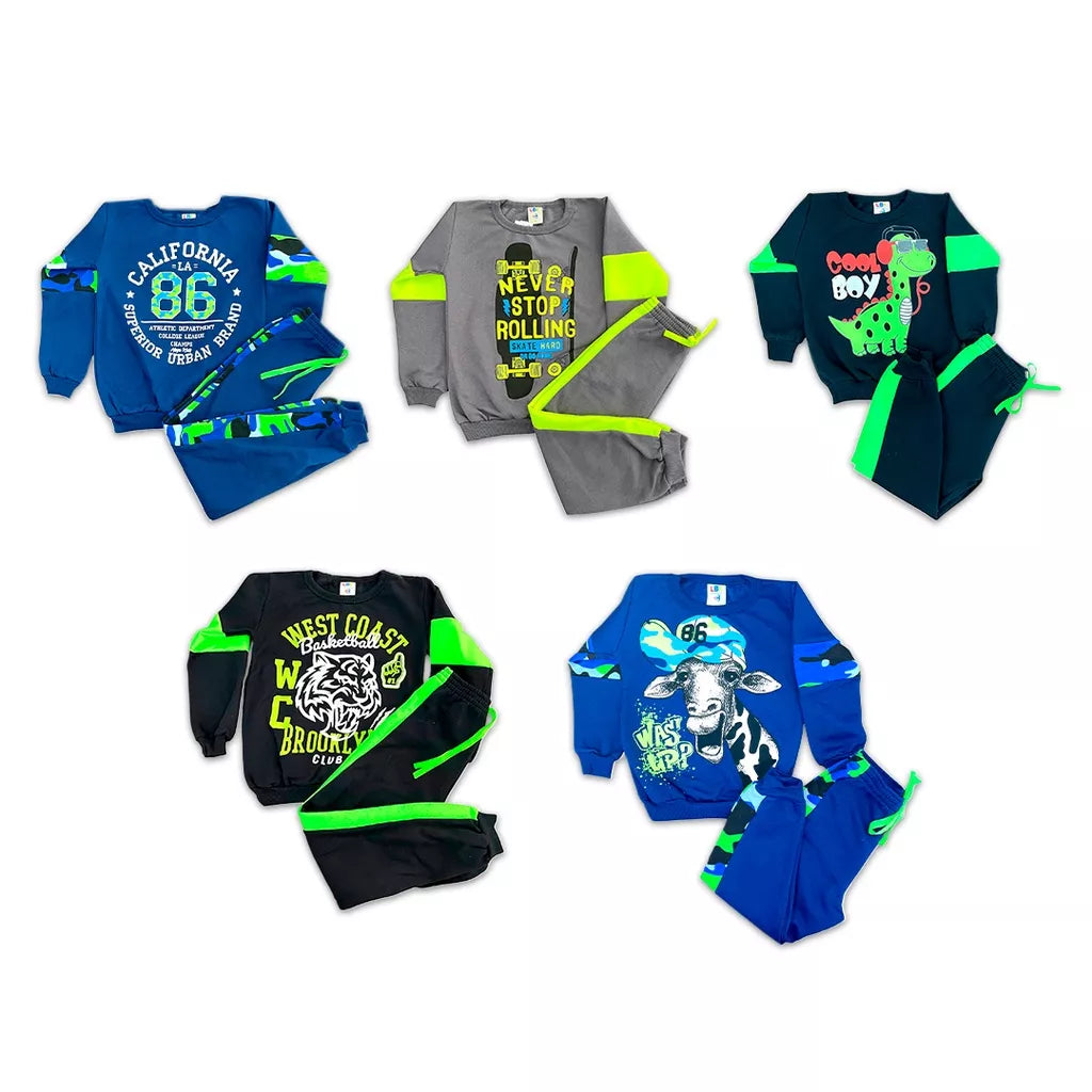 Kit Sortido 6 Peças de Roupas Masculino Infantil Inverno – 3 blusas casacos + 3 calças de 1 ao 10 – Promoção – Kit 3 Conjuntos Moletom Infantil Menino Inverno com Calça e Casaco Bebe Barato