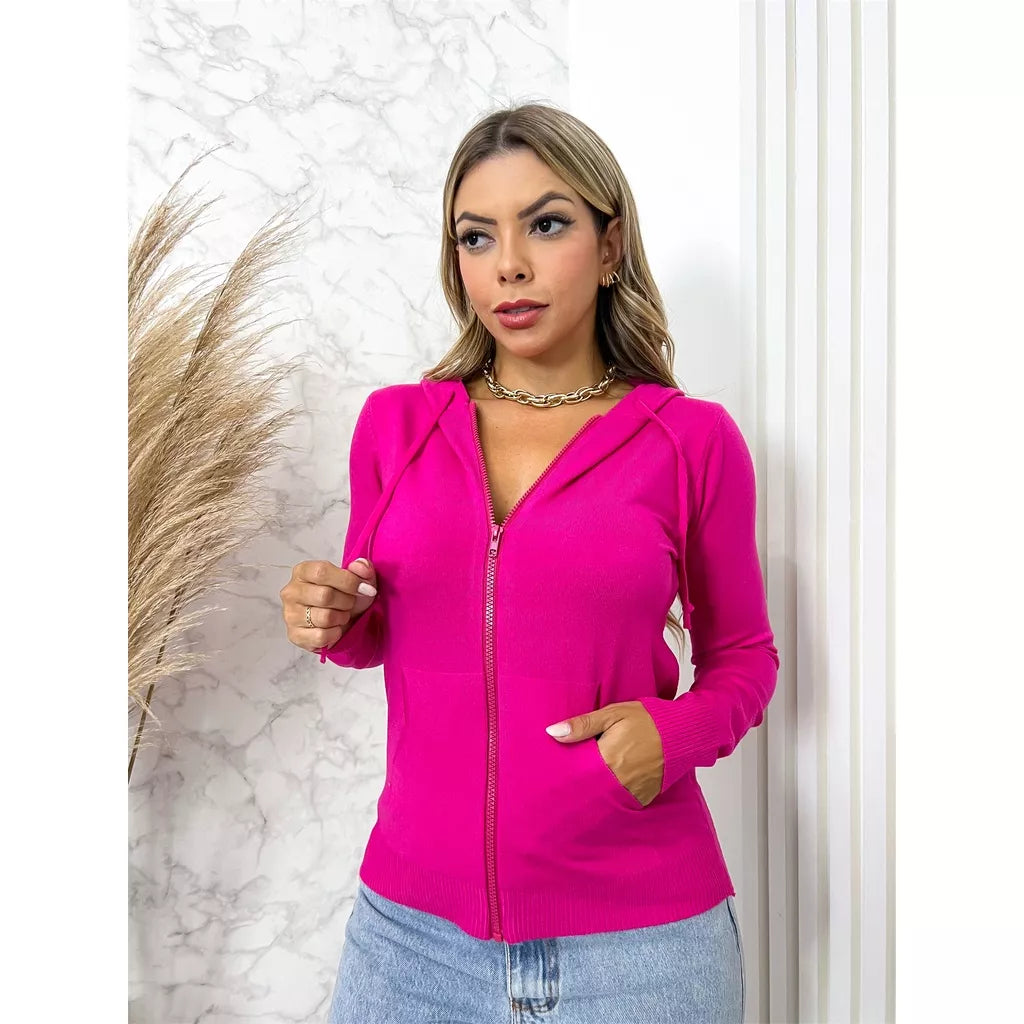 Blusa Feminina Modal Casaco Moletom Zíper Capuz Inverno 3RD SD200