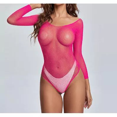 Roupa Íntima Feminina/Body Sexy De Malha Metálica Com Strass Brilhante E Bonita/lingerie