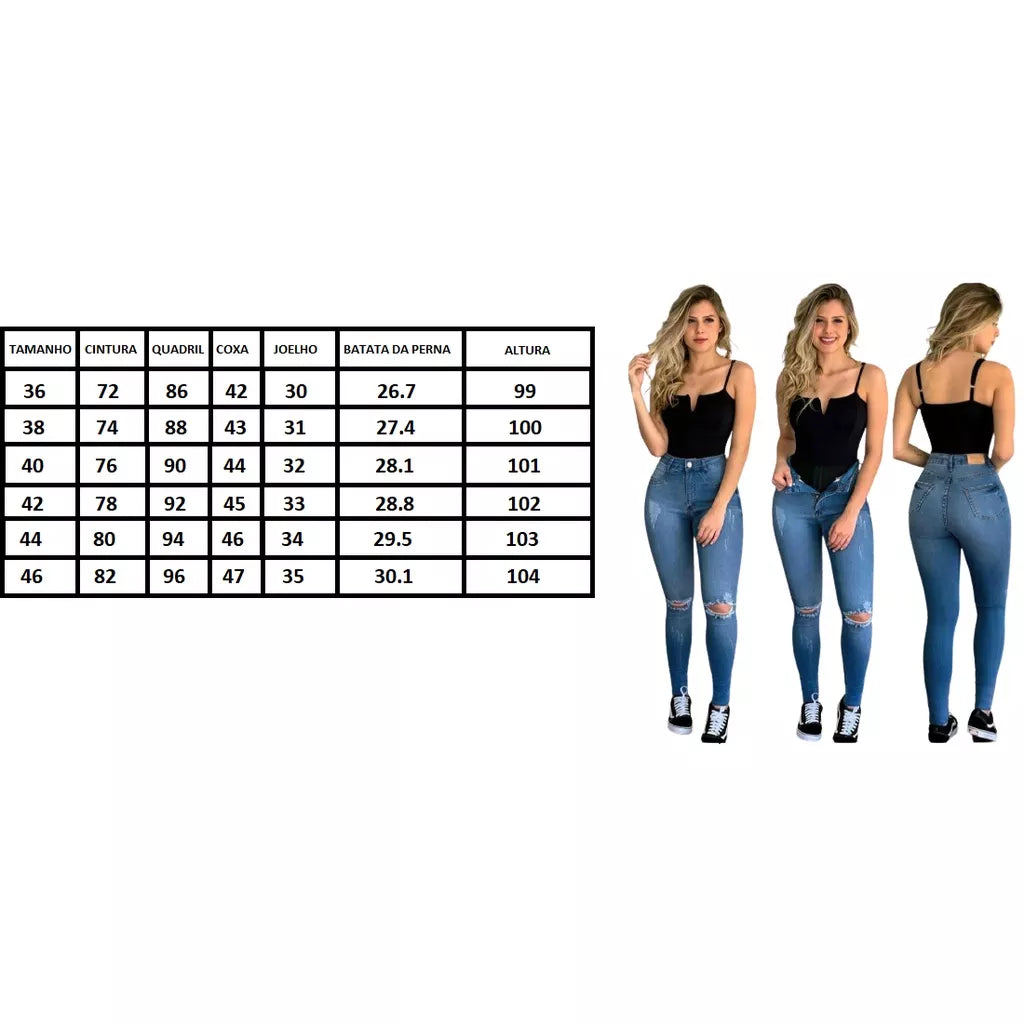 Calça Skinny Feminina Jeans Cós Alto Levanta Bumbum C/ Lycra (Elastano) Modeladora Barata
