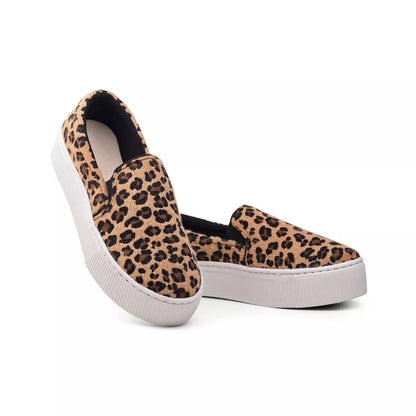 Tênis Feminino Onça Casual Calce Fácil Slip On Iate Plataforma