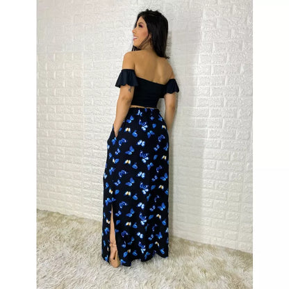 Saia Longa Fenda Lateral (c/ Bolso) - Feminina, Moda Evangélica, Verão