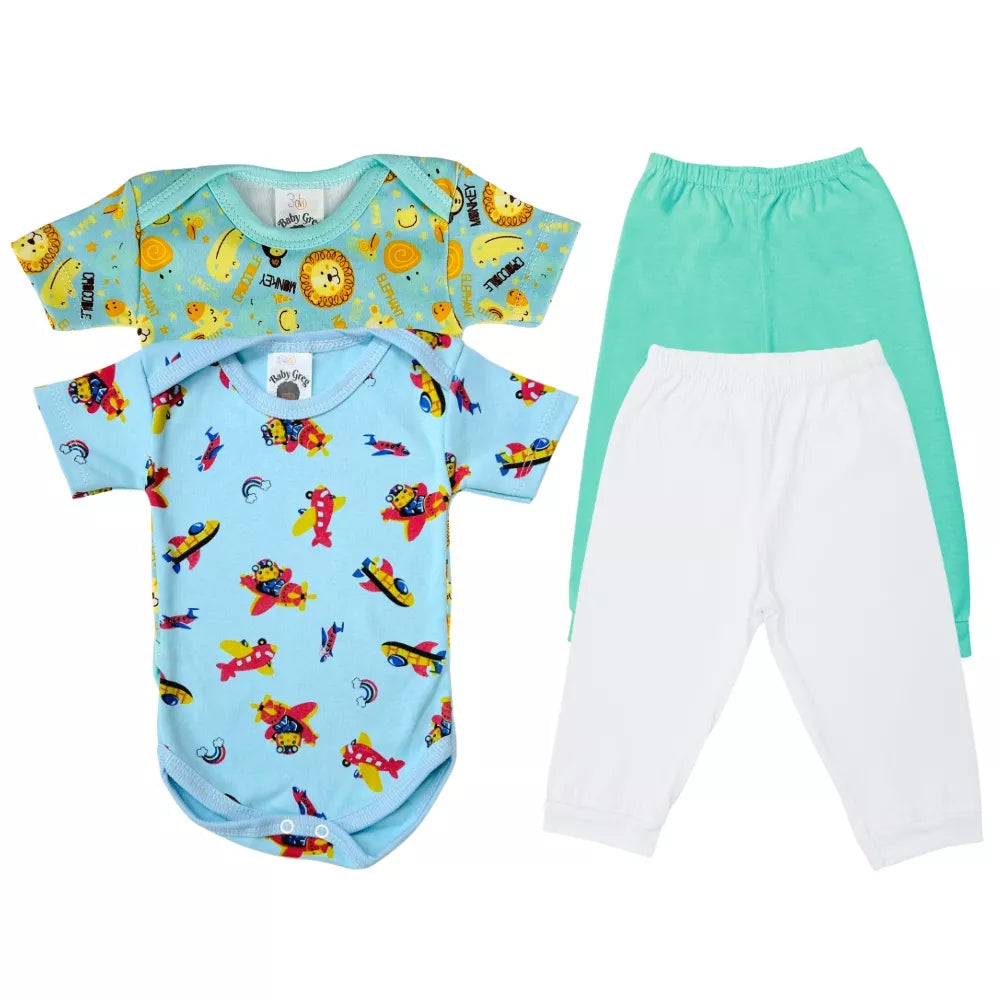 kit 4 peças - Mijão Calça e Body Malha P/M/G  - ( Liso e Estampado)
