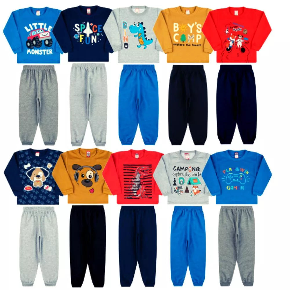 Kit 6 Peças Conjunto Moletom Infantil Menino 1 ao 16 Masculino Inverno Manga Longa