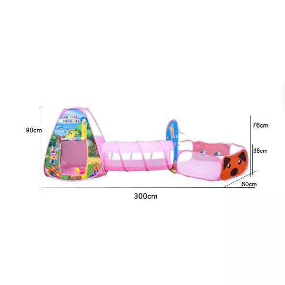 Tenda Toca Barraca Infantil Tunel 3x1com Piscina para Bolinhas Princesas Astronaltas com  Cesta Basquete Playground Brinquedo