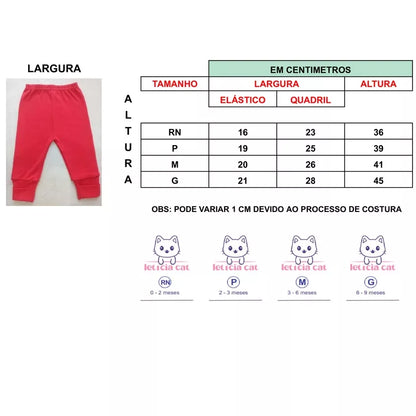 Calça / Mijão Bebê / Culote Suedine Pé Reversível 100% Algodão