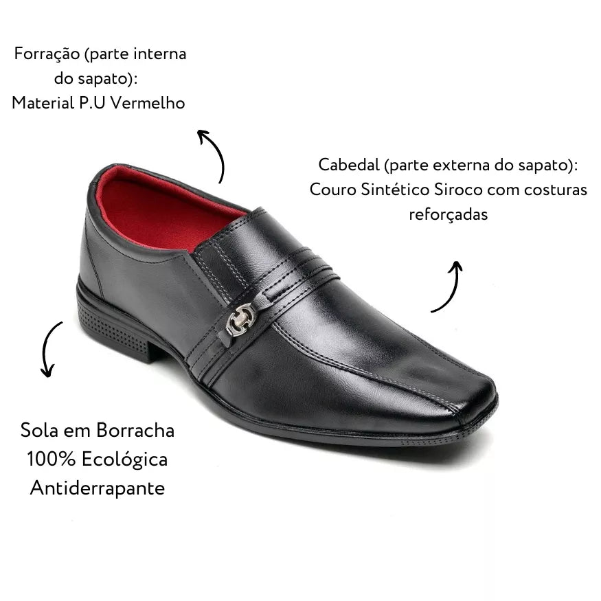Sapato Social Masculino Moderno Confortável Elegante Estiloso Slim