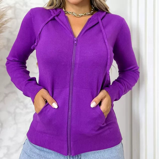 Blusa Feminina Modal Casaco Moletom Zíper Capuz Inverno 3RD SD200