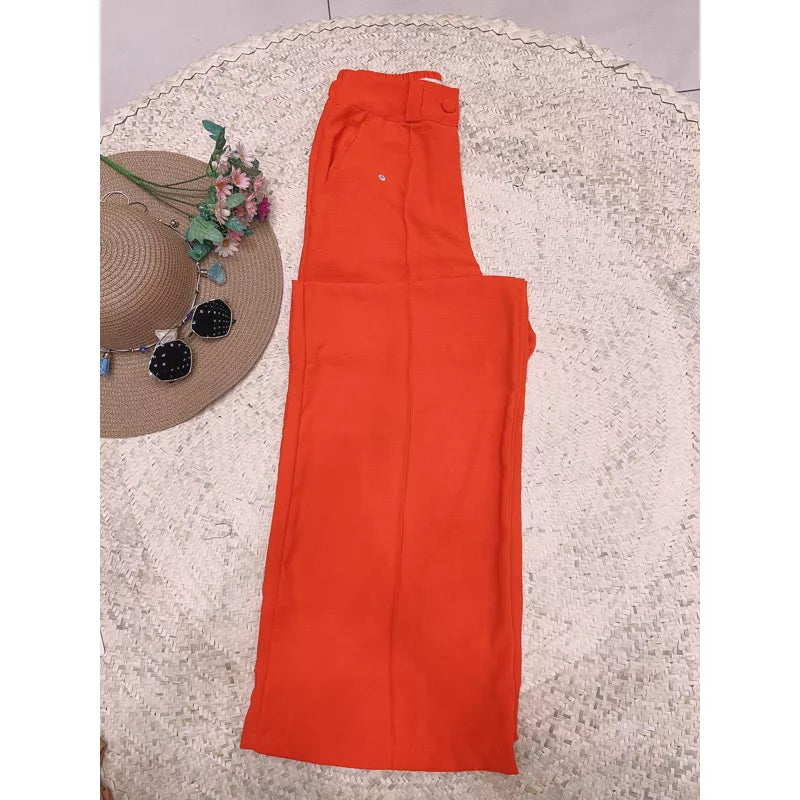 Calça Pantalona tecido De Duna maravilhosa ela estica com cintura