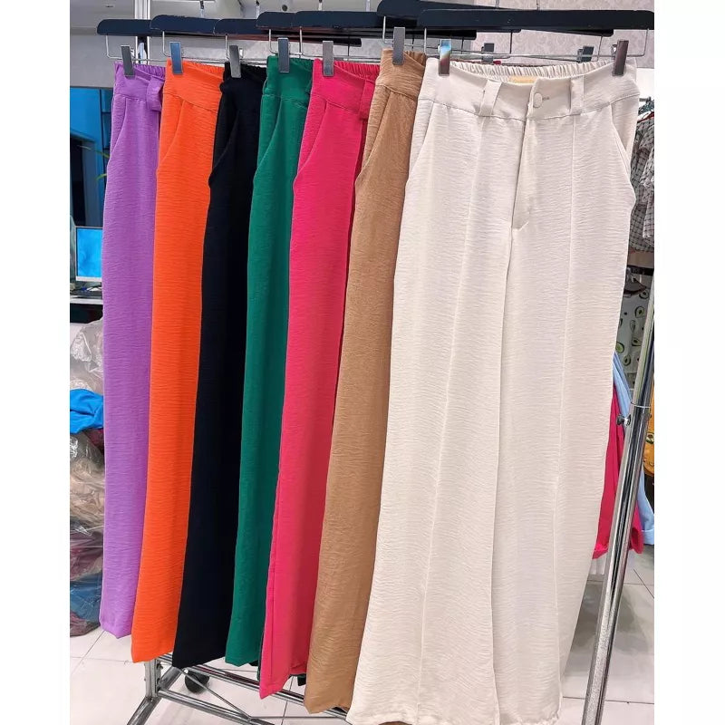 Calça Pantalona tecido De Duna maravilhosa ela estica com cintura