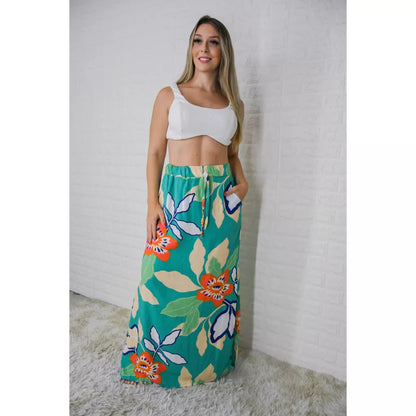 Saia Longa Fenda Lateral (c/ Bolso) - Feminina, Moda Evangélica, Verão